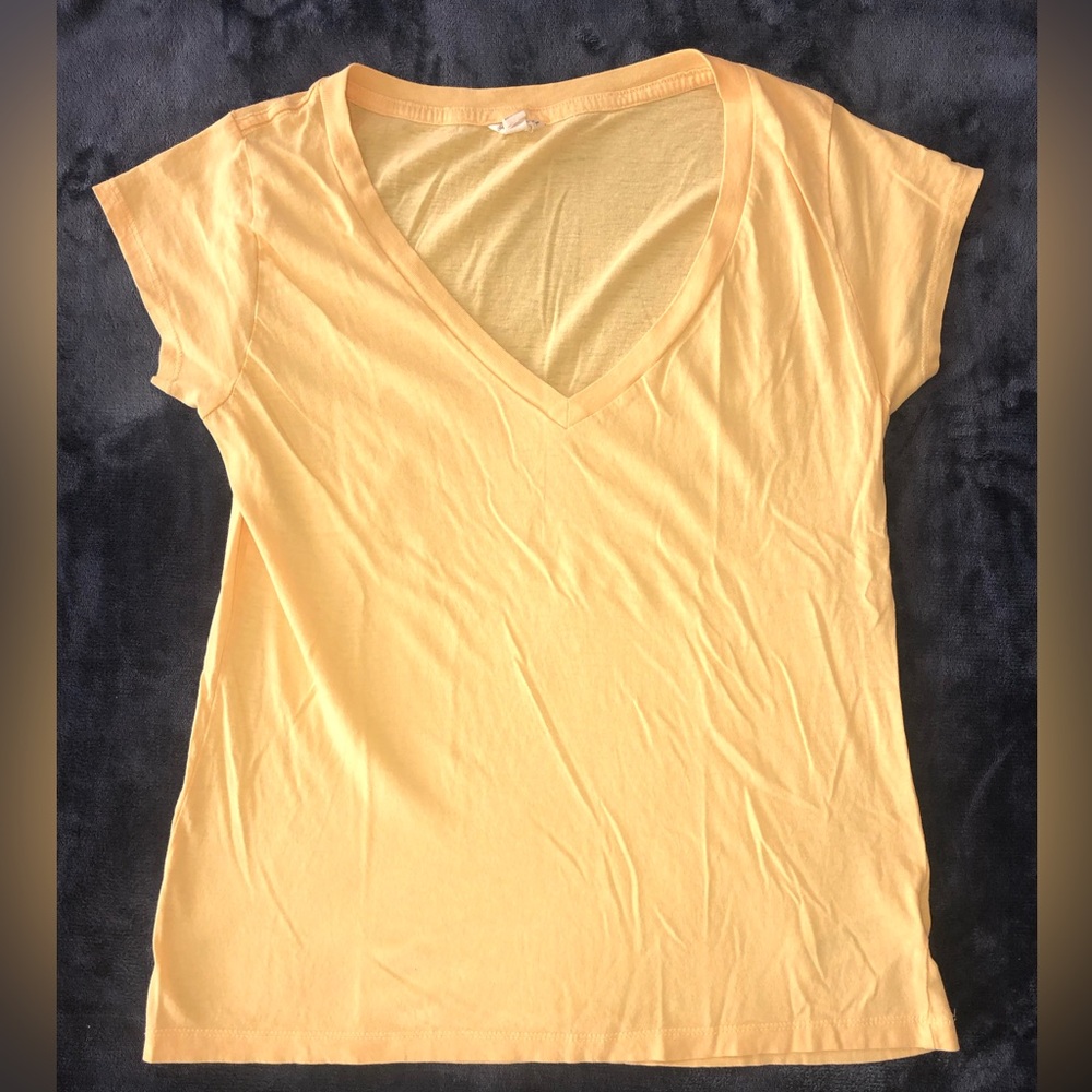 Heritage 1981 V Neck Yellow Short Sleeve T Shirt L 100% Cotton